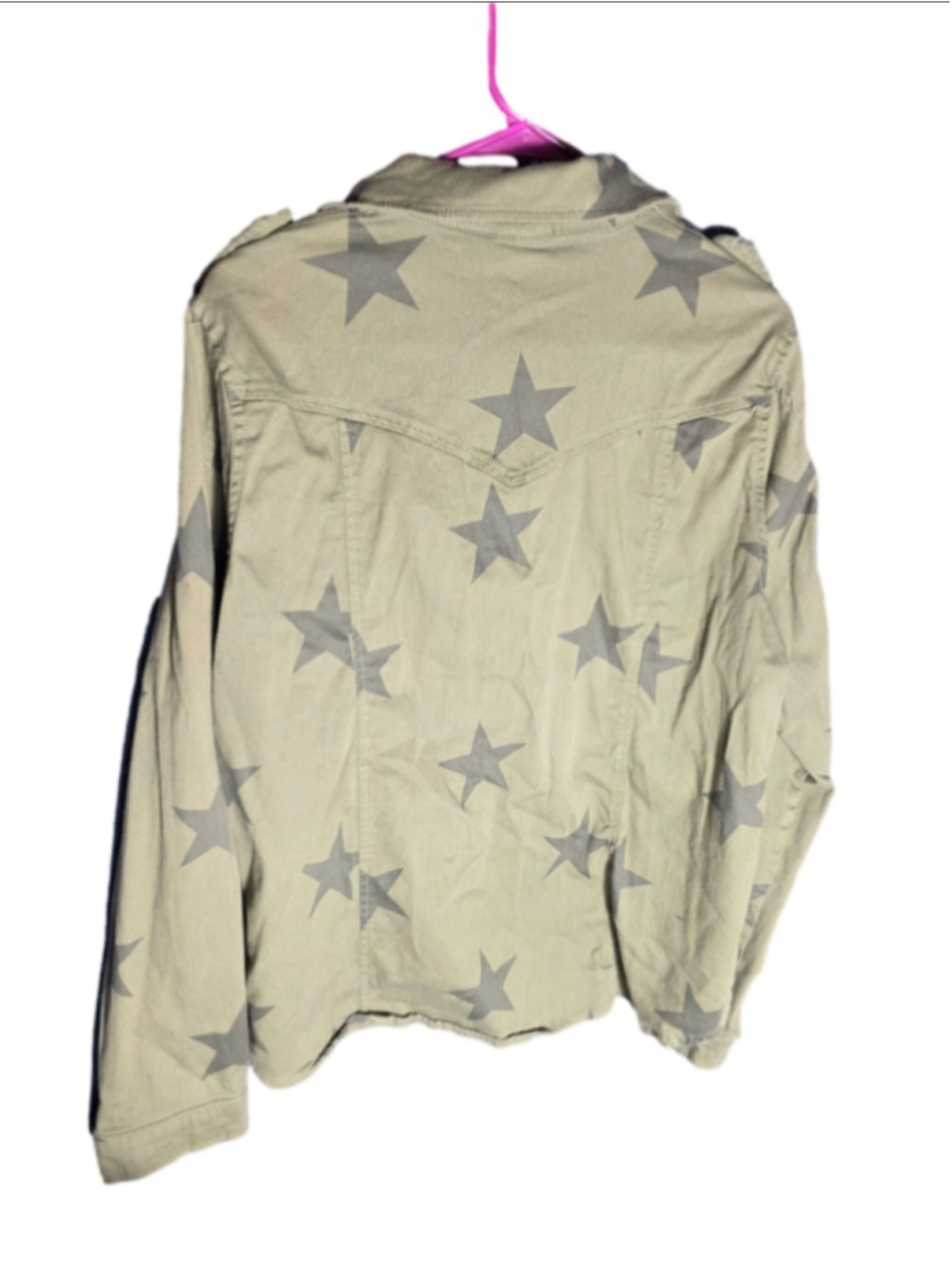 Women's Knox Rose Olive Green Star Print Utility Jacket XL rock y2k 90's - Picture 2 of 9